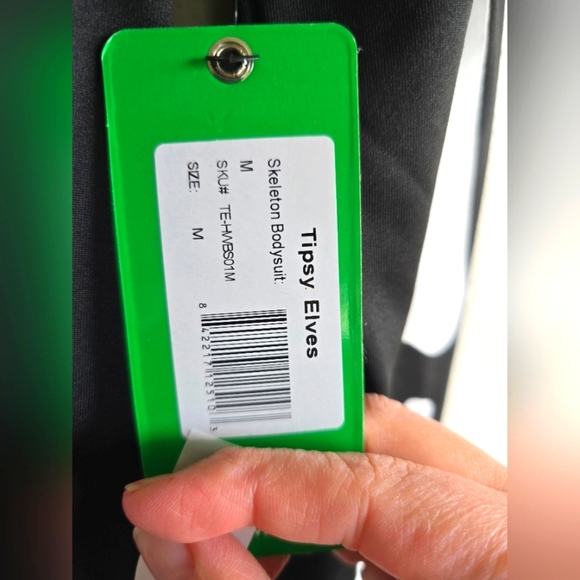 NWT! Tipsy Elves, Skeleton Bodysuit Costume, Black/White, Size Medium -$79.95 - Picture 12 of 13